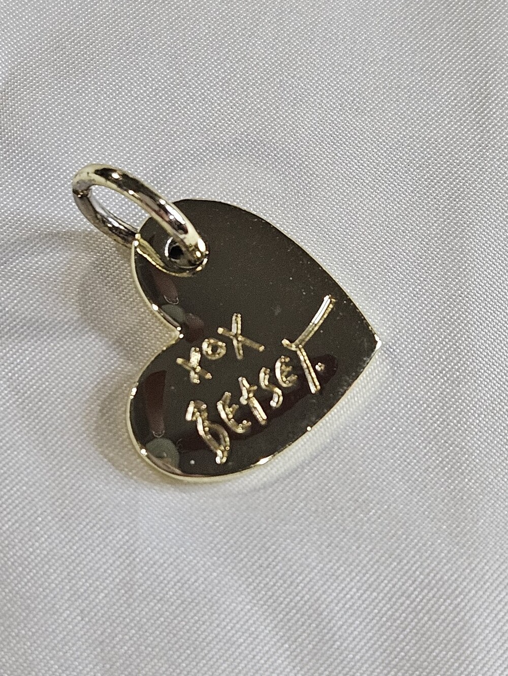 Gold Heart Betsey Johnson Charm Zipper Pull with Engraved XOX Design
